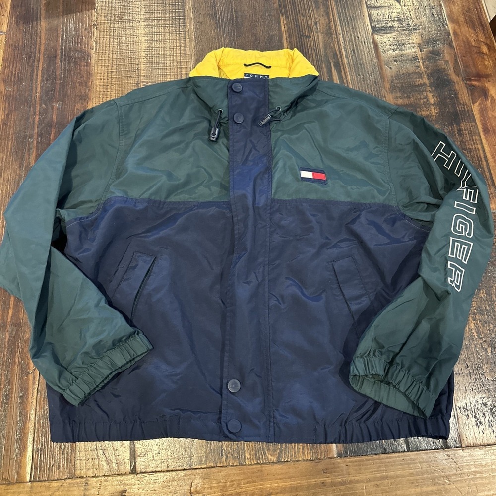 Vtg 90s Tommy Hilfiger Color Block Racing Cycling Kayak Jacket Size Medium EUC